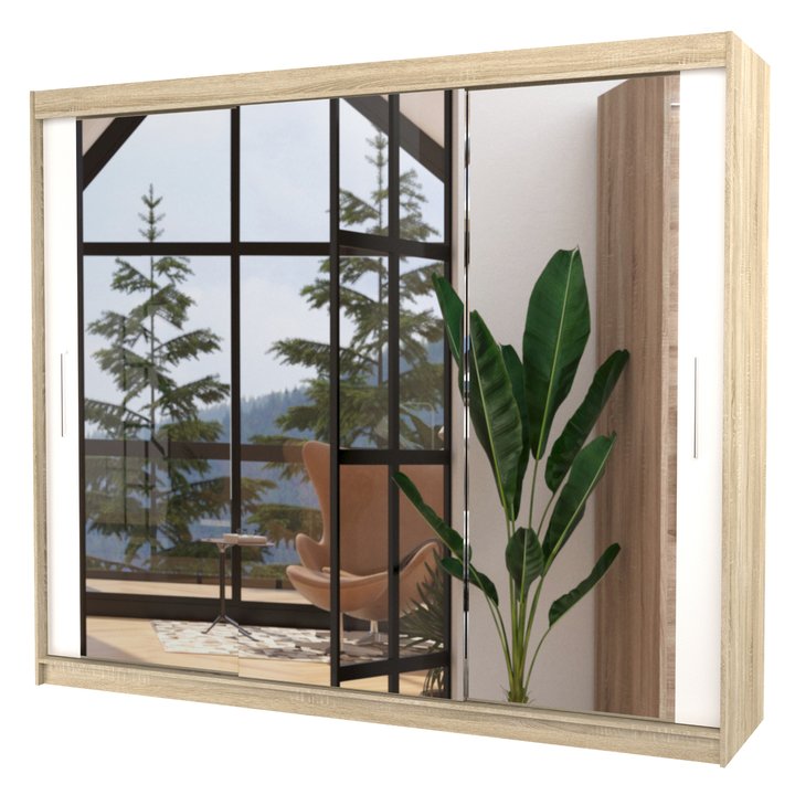 Sconto Šatní skříň CHENG dub sonoma/bílá