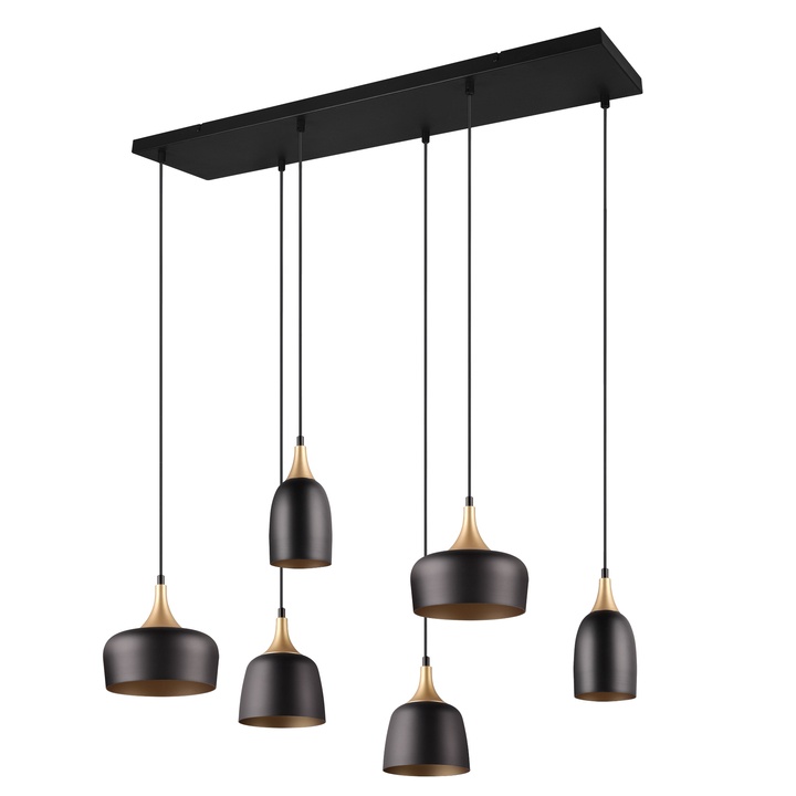 Sconto Závěsné svítidlo CHIRAZ 6 černá/zlatá