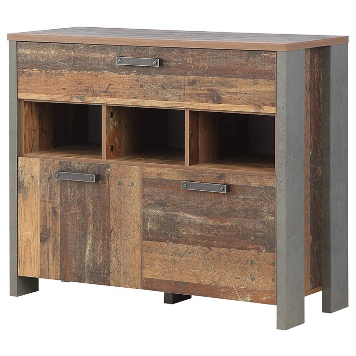 Sconto Komoda CLIF 1 staré dřevo/beton