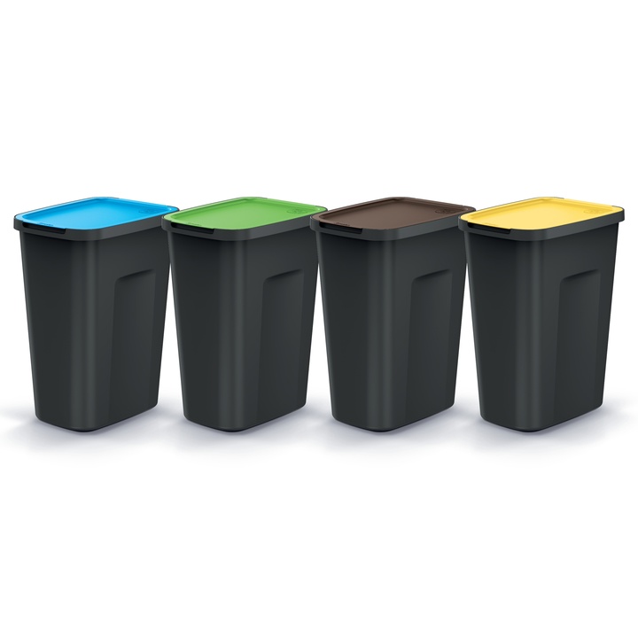 Sconto Sada košů na tříděný odpad COMPACTA Q černá, 4x35 L