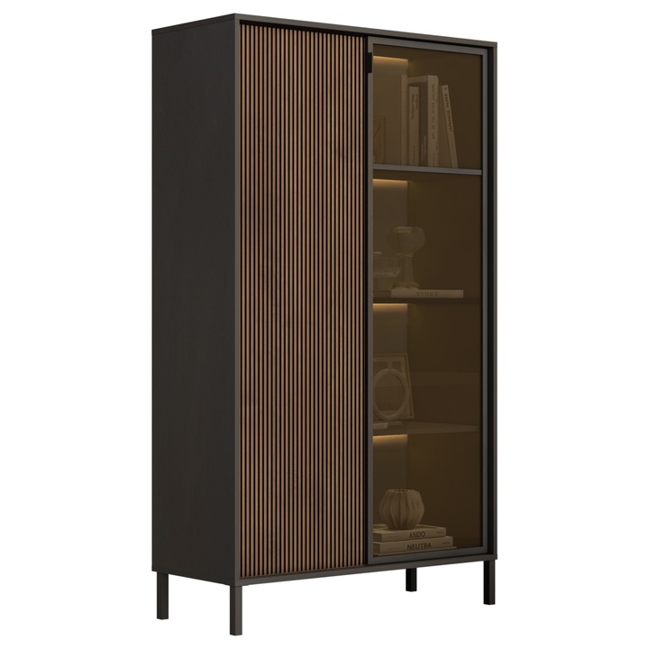 Vitrína CORTINA 2D antracitová/tmavě hnědá 1