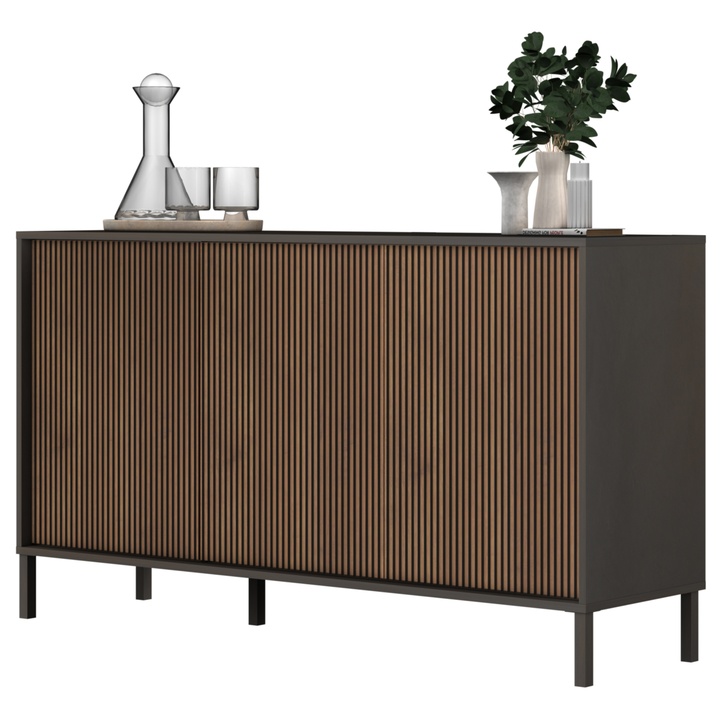 Komoda CORTINA 3D antracitová/tmavě hnědá 1