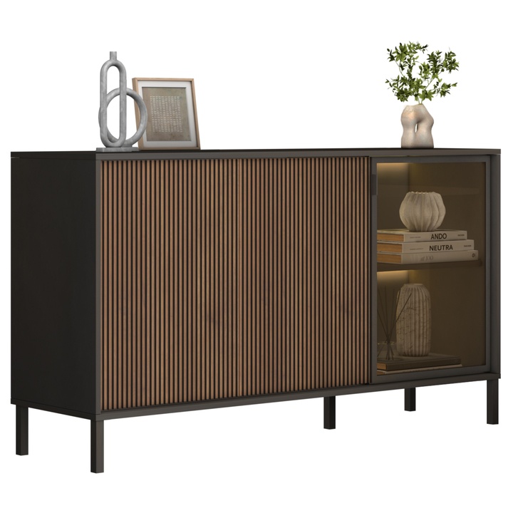 Komoda CORTINA 3DS antracitová/tmavě hnědá 1