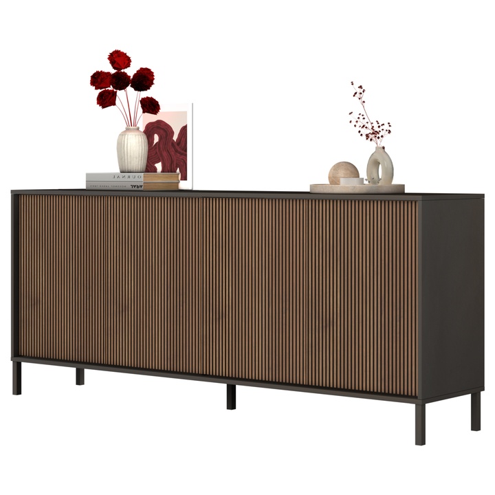 Komoda CORTINA 4D antracitová/tmavě hnědá 1