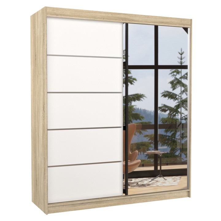 Sconto Šatní skříň CORY dub sonoma/bílá