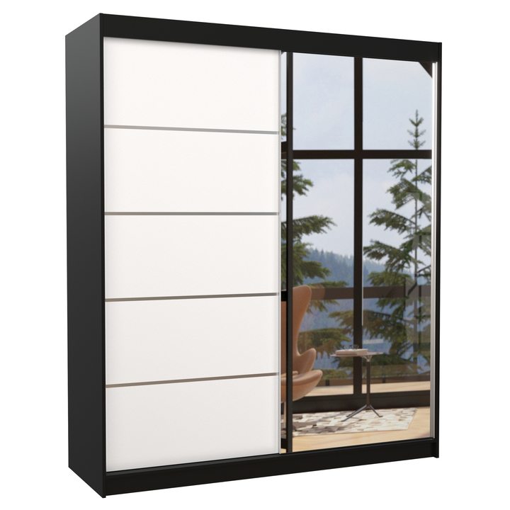 Sconto Šatní skříň CORY černá/bílá