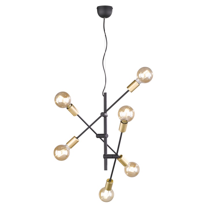 Sconto Závěsné svítidlo CROSS 6 černá/zlatá