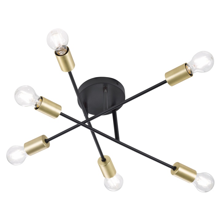 Sconto Stropní svítidlo CROSS černá/zlatá