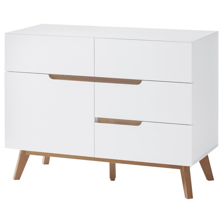 Komoda CVERO bílý matný lak/masivní dub, šířka 97 cm 1