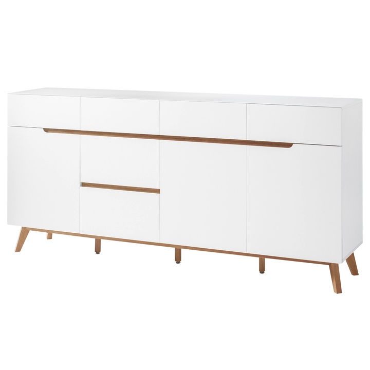 Komoda CVERO bílý matný lak/masivní dub, šířka 193 cm 1