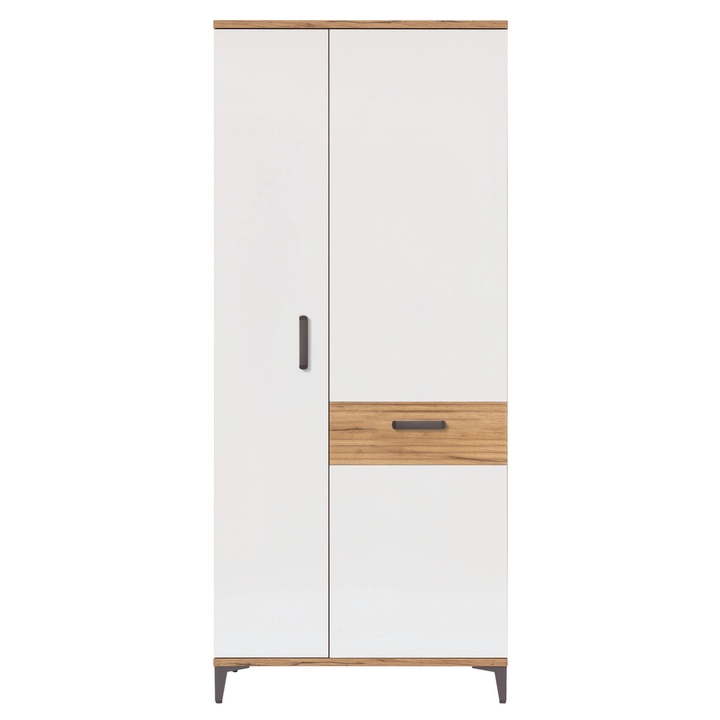 Sconto Šatní skříň DARCY SB11 zlatý řemeslný dub/alpská bílá lesklá