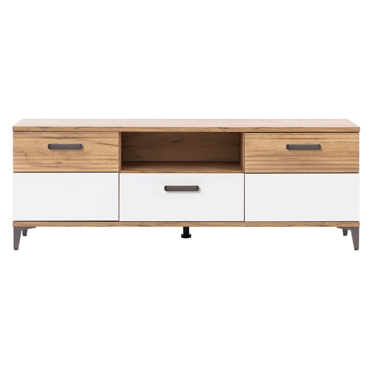 TV komoda DARCY SB1 zlatý řemeslný dub/alpská bílá lesklá 1