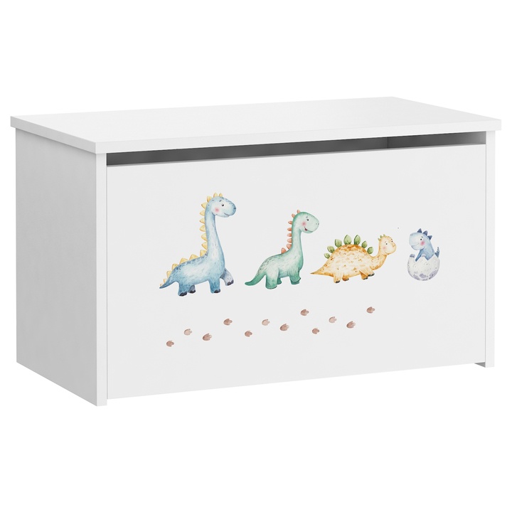 Sconto Truhla DARIA bílá, motiv dinosaurus