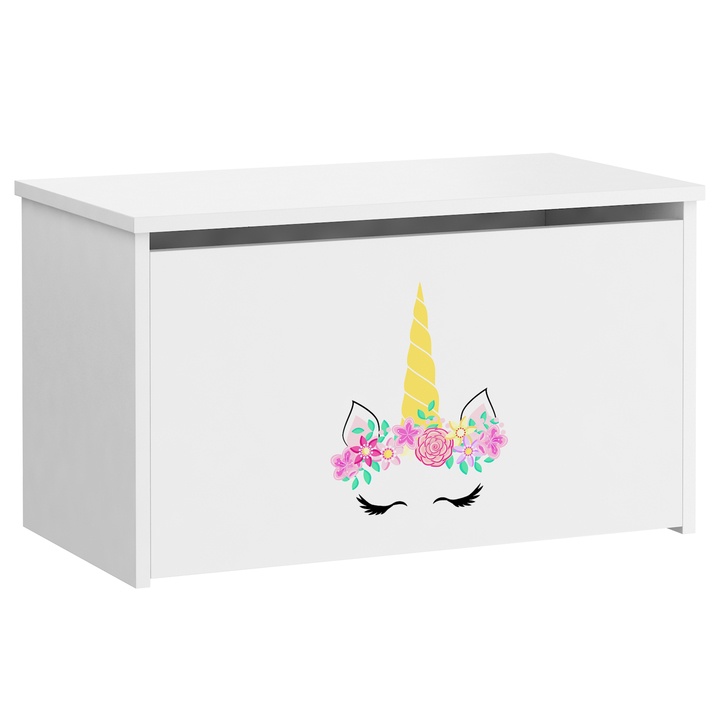 Sconto Truhla DARIA bílá, motiv unicorn