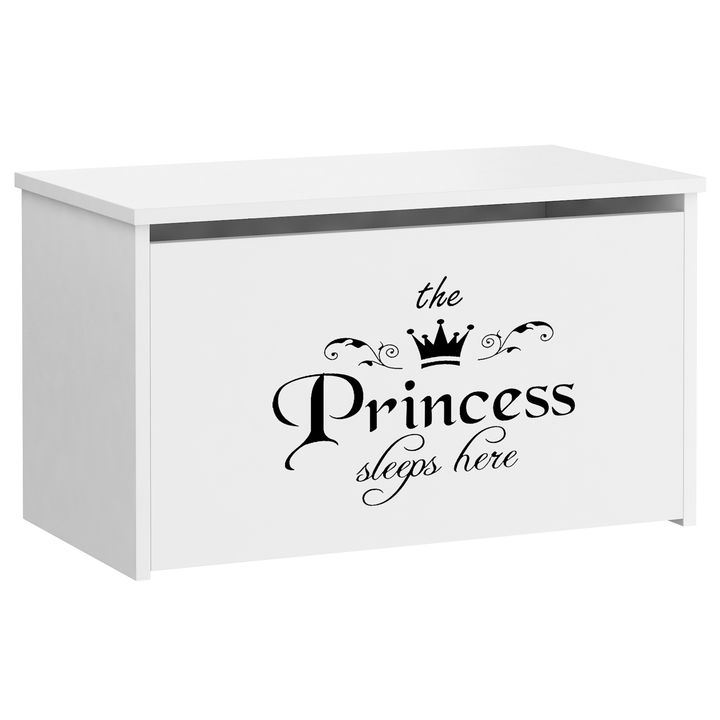 Sconto Truhla DARIA bílá, motiv nápis princezna