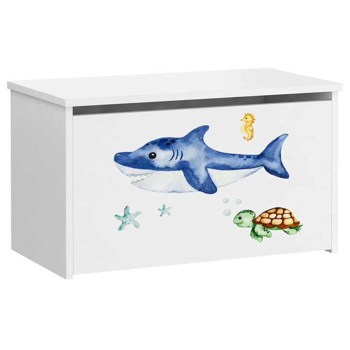 Sconto Truhla DARIA bílá, motiv mořská zvířata
