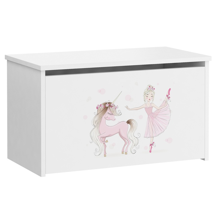 Sconto Truhla DARIA bílá, motiv balerína a jednorožec