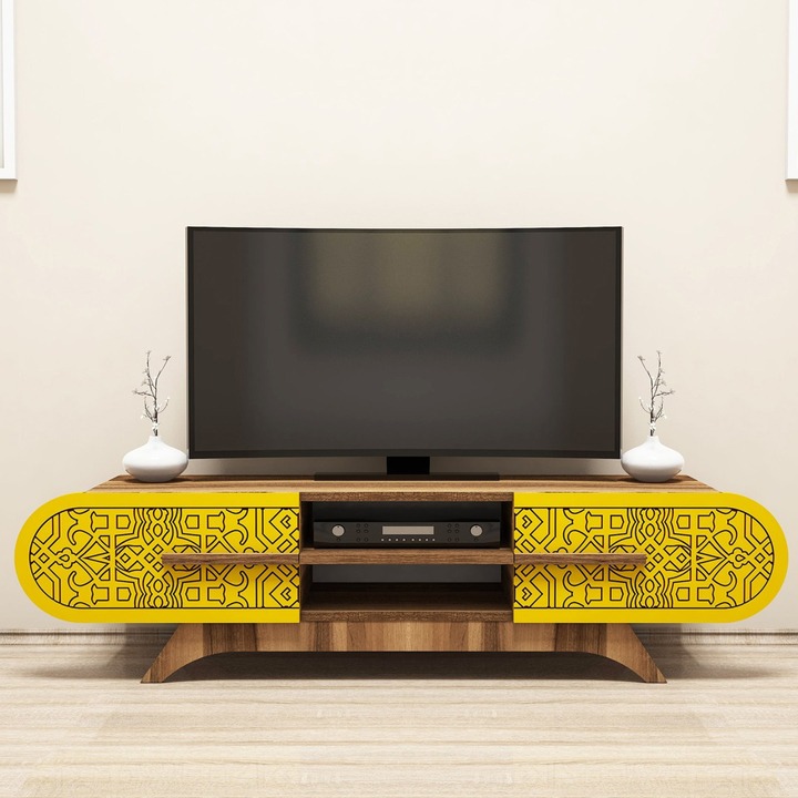 TV stolek DEFNE 1 ořech/žlutá 1