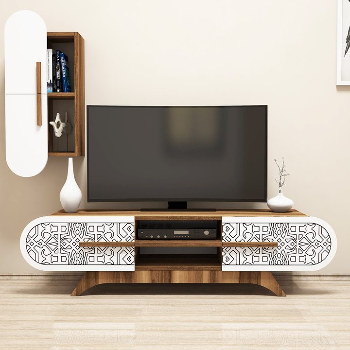 Obývací stěna  DEFNE 2 ořech/bílá 1