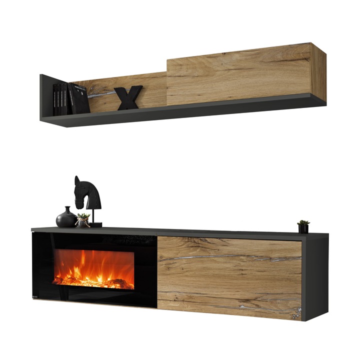 Sconto Obývací stěna DELLOS III dub flagstaff/antracitová