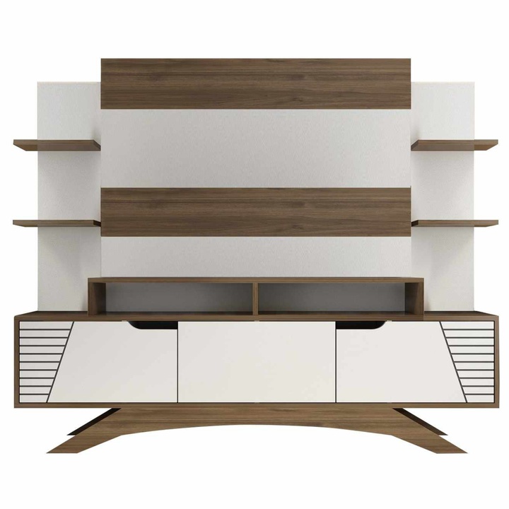 Obývací stěna DEPARO bílá/ořech 1