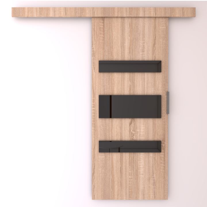 Sconto Posuvné dveře DESIO 86 dub sonoma/černá, 86x205 cm