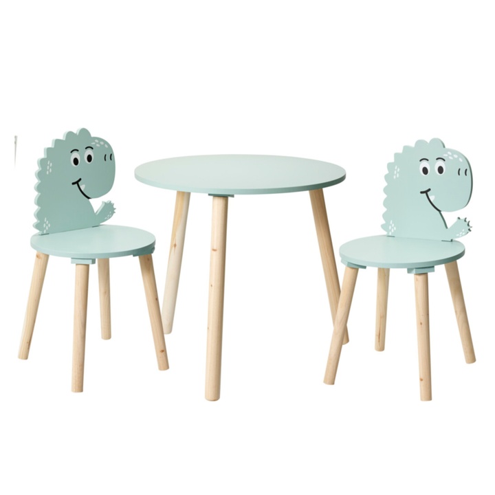 Sconto Dětská sada stolu a židlí DINO modrá/dřevo
