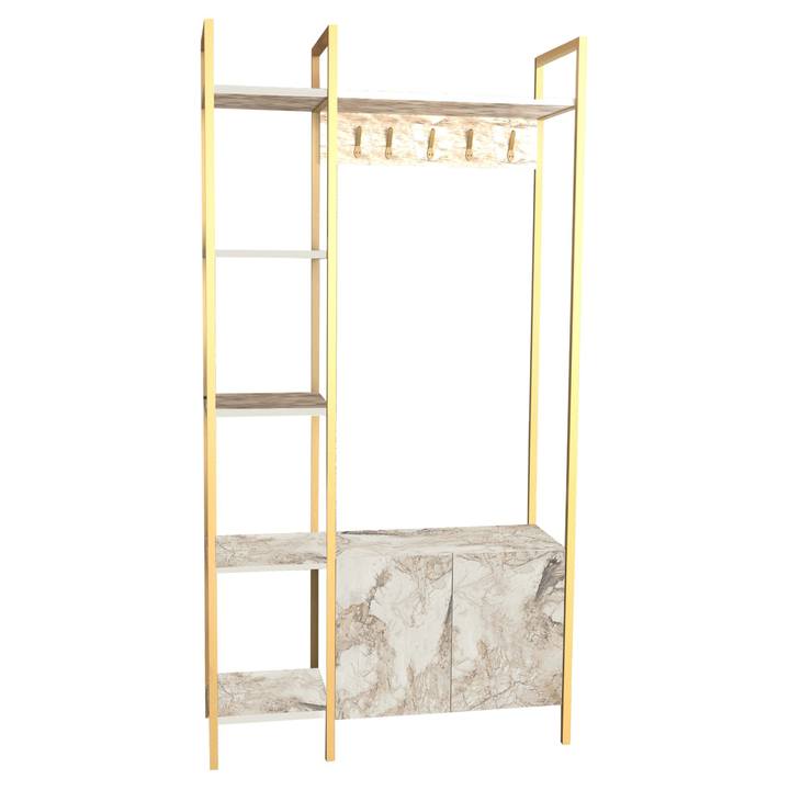 Předsíňová sestava DOGA mramor/zlatá 1