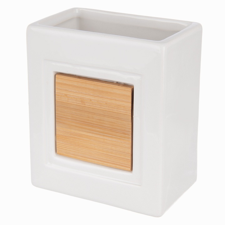 Sconto Kelímek na zubní kartáčky DOLOMIT bílá/bambus