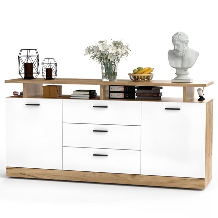 Sconto Komoda DORES DS4 bílá/dub craft zlatý