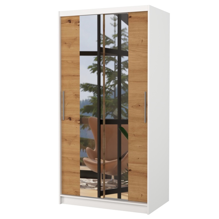 Sconto Šatní skříň DRAGOS bílá/dub artisan