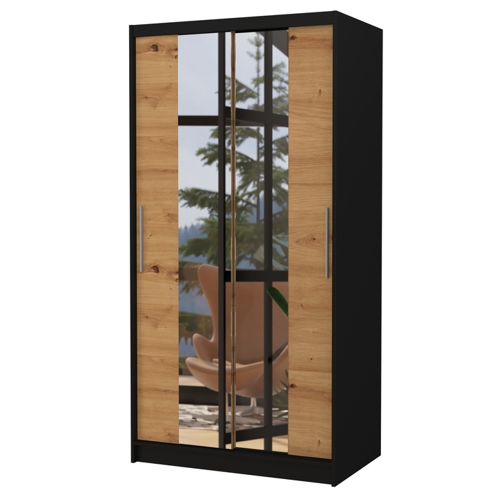 Sconto Šatní skříň DRAGOS černá/dub artisan