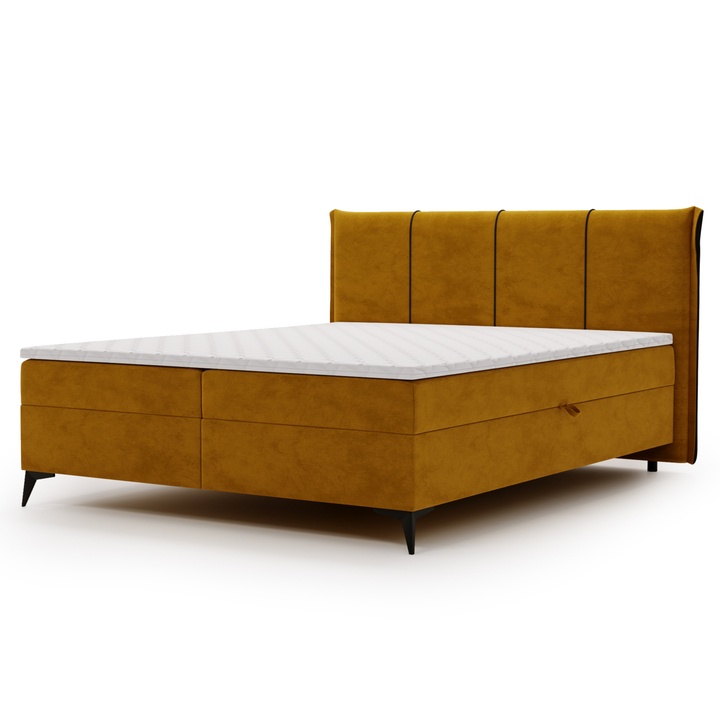 Sconto Postel s matrací a topperem DREAMER hořčicová, 140x200 cm