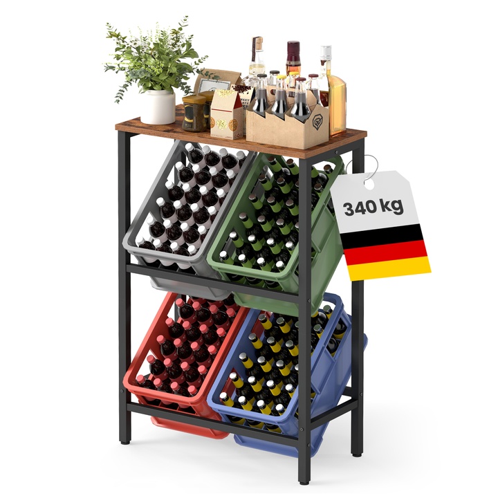 Regál na bedny DRINKS rustikální hnědá/černá 1