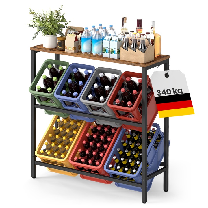 Regál na bedny DRINKS rustikální hnědá/černá 1