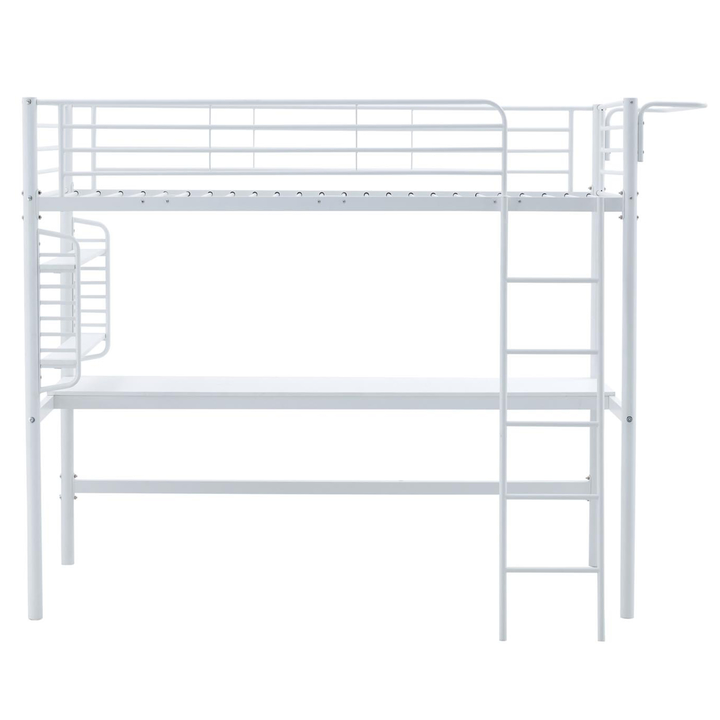 Sconto Patrová postel s roštem a psacím stolem DULCI bílá, 90x200 cm