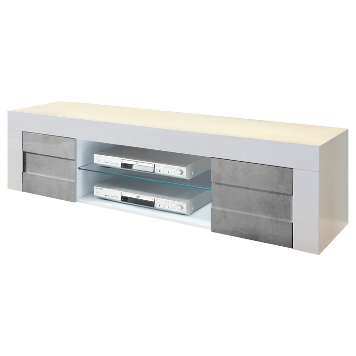 Sconto TV komoda  EASY 4 bílá lesklá/beton
