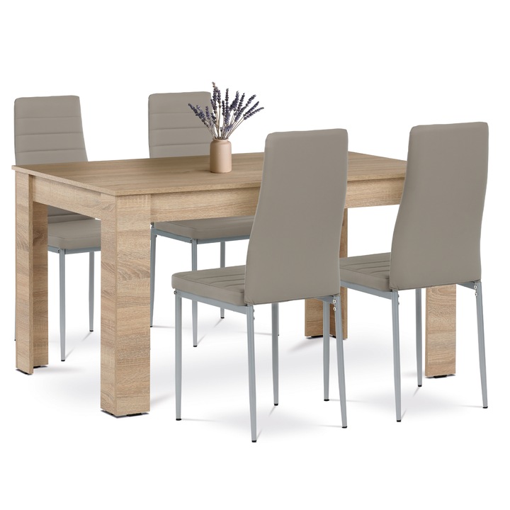 Sconto Jídelní set EDGAR II dub sonoma/béžová/šedá