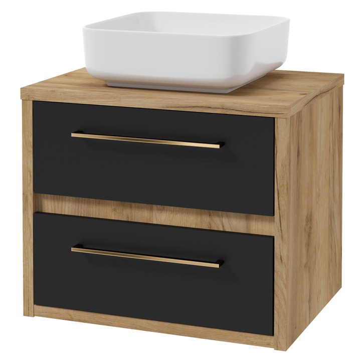 Sconto Skříňka pod umyvadlo EDIA I dub zlatý/černá matná