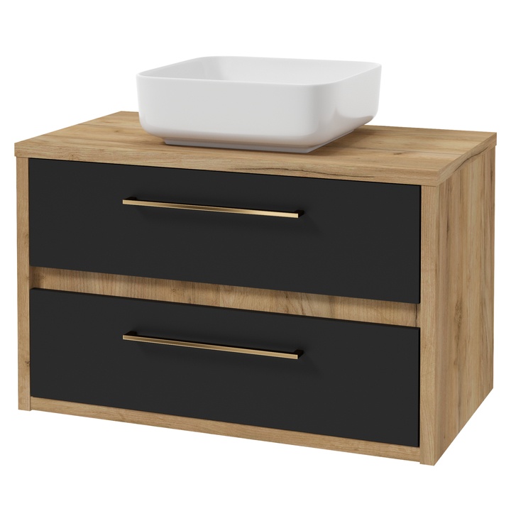 Sconto Skříňka pod umyvadlo EDIA II dub zlatý/černá matná