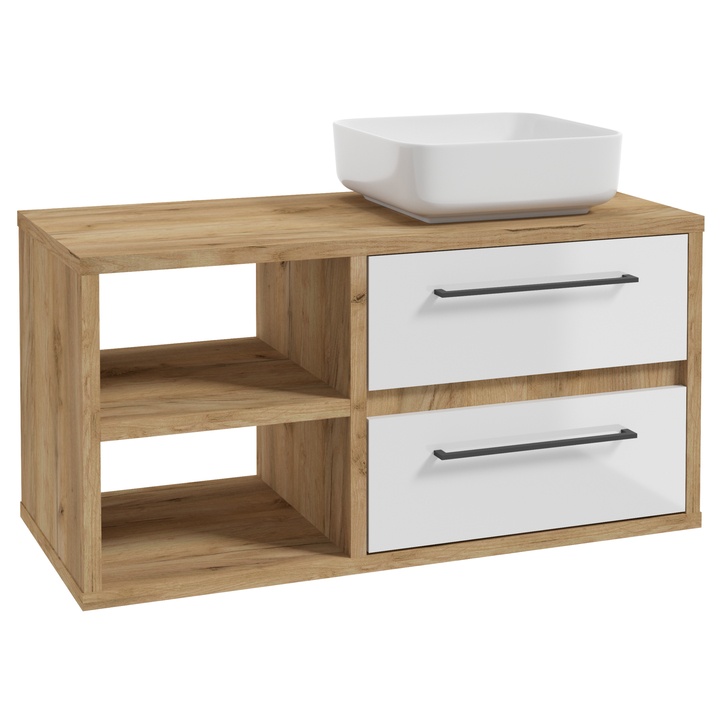 Sconto Skříňka pod umyvadlo EDIA III dub zlatý/bílá vysoký lesk