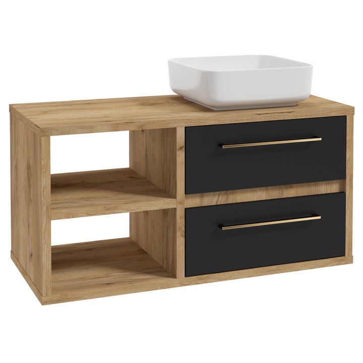 Sconto Skříňka pod umyvadlo EDIA III dub zlatý/černá matná