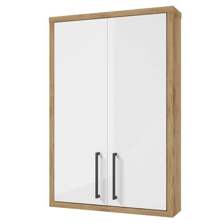 Sconto Závěsná skříňka  EDIA dub zlatý/bílá vysoký lesk