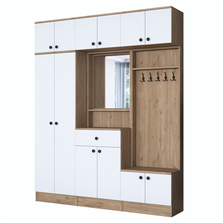 Předsíňová sestava ELA 10 bílá/ořech 1