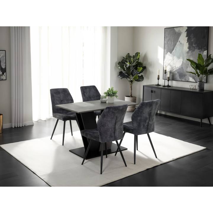 Sconto Jídelní set ELDA tmavý beton/antracitová