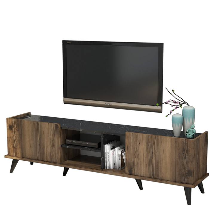 Sconto TV stolek  ELEGANTE ořech/černá