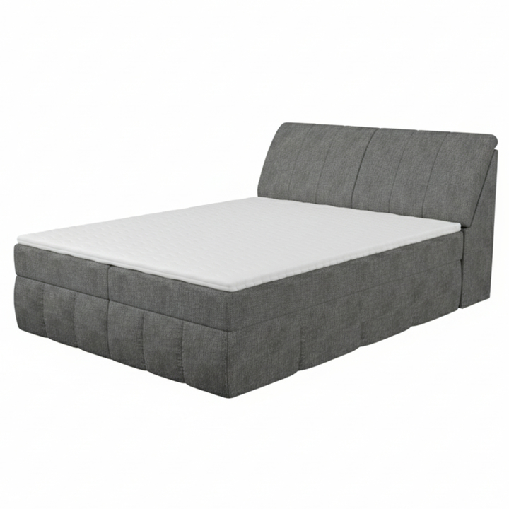 Sconto Postel s matrací a topperem ELEIN tmavě šedá, 140x200 cm