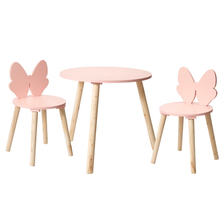 Sconto Dětská sada stolu a židlí ELIS růžová/borovice