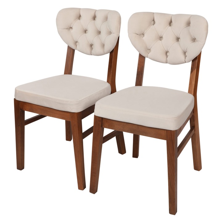 Sconto Jídelní židle ELMA béžová/ořech, set 2 ks