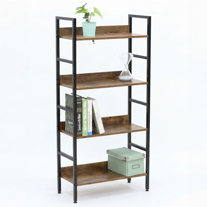 Sconto Regál ELVIN 2 staré dřevo/černá